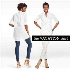 Cabi White Vacation Collar Shirt 5057 Small